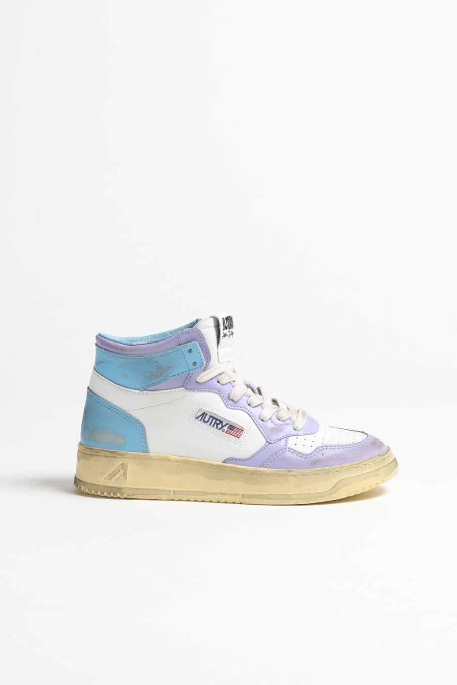 Chaussures Autry | Baskets Super Vintage Mid En Blanc/Lavande/Azur