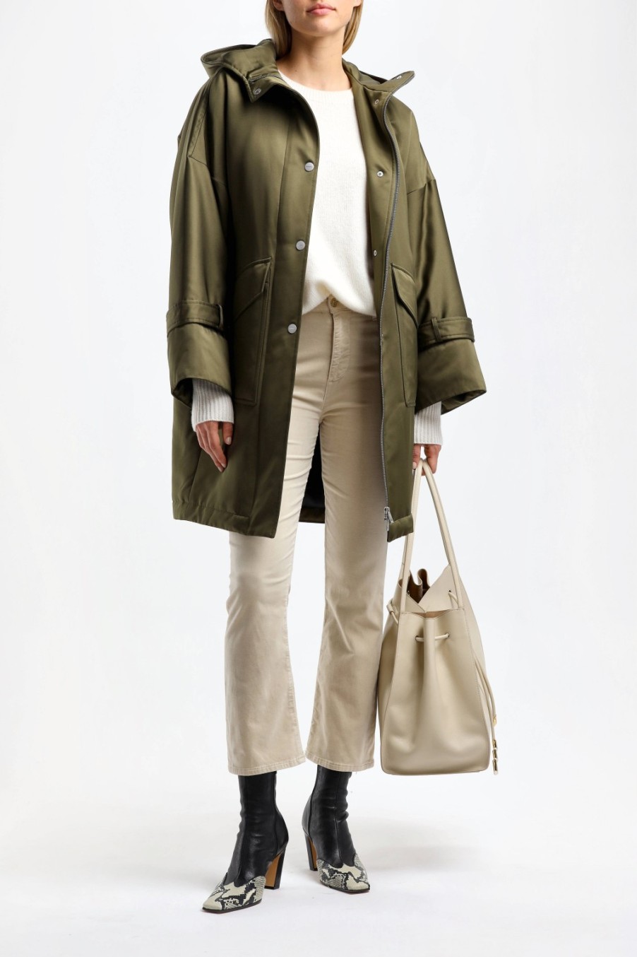Vetements Ahirain | Veste Parka Techno En Olive Martini