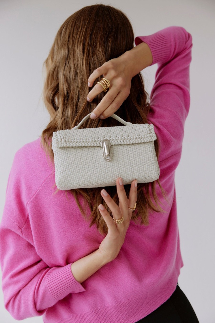 Sacs Savette | Sac Symmetry Pochette Woven En Ivoire