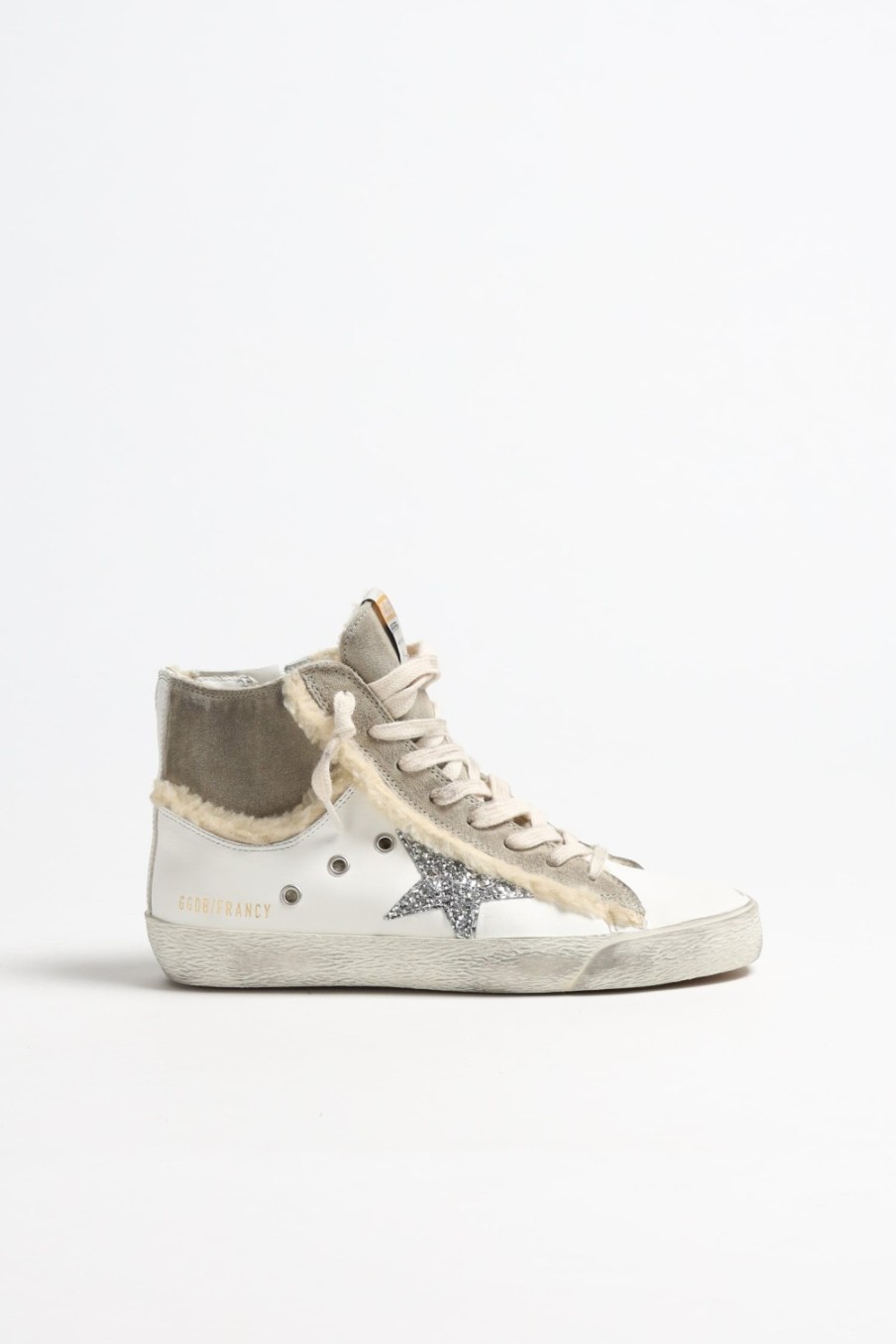 Chaussures Golden Goose | Baskets Francy En Blanc/Taupe/Argente