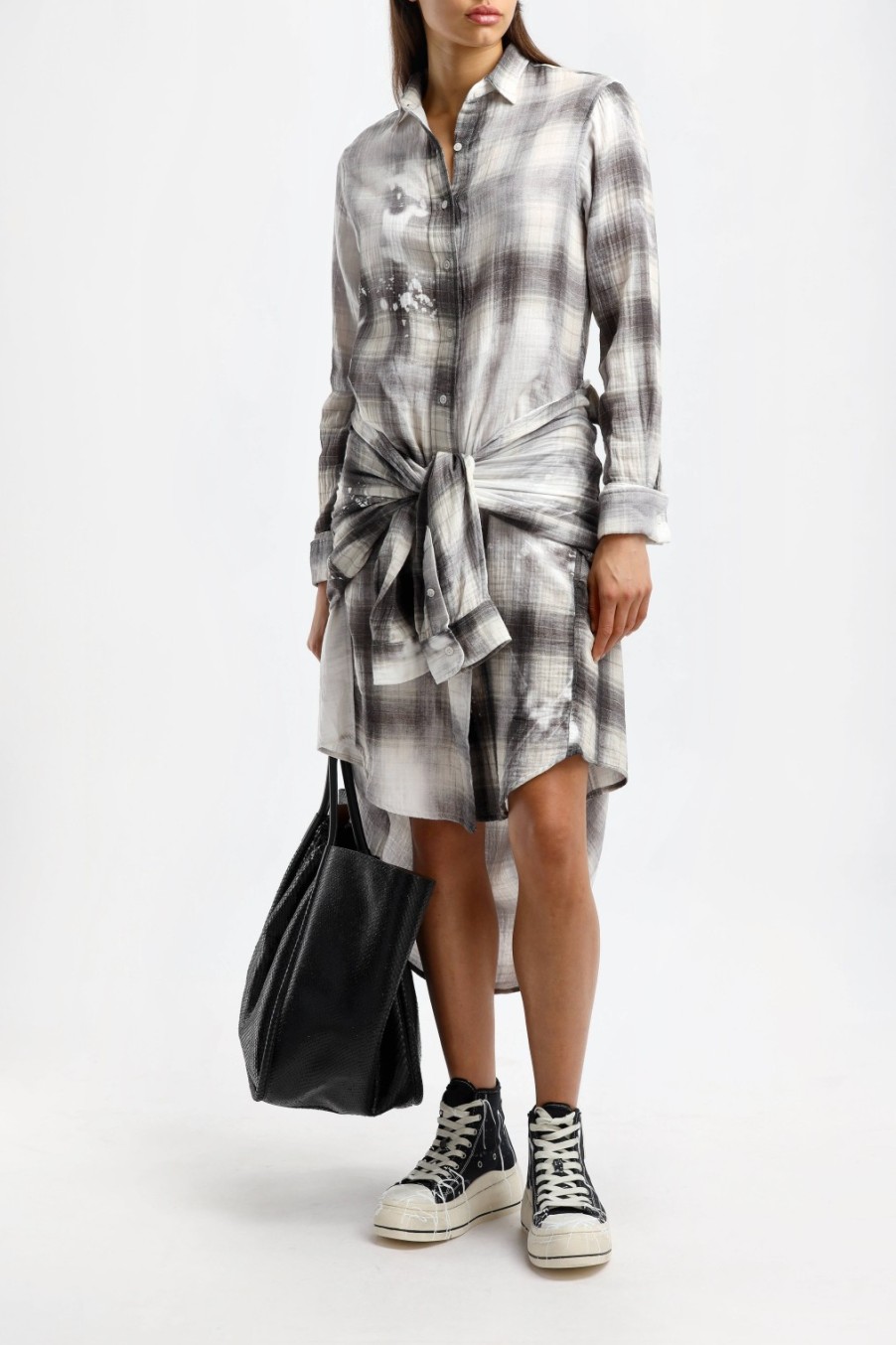 Vetements R13 | Robe Chemisier Bleached En Ecru/Marron