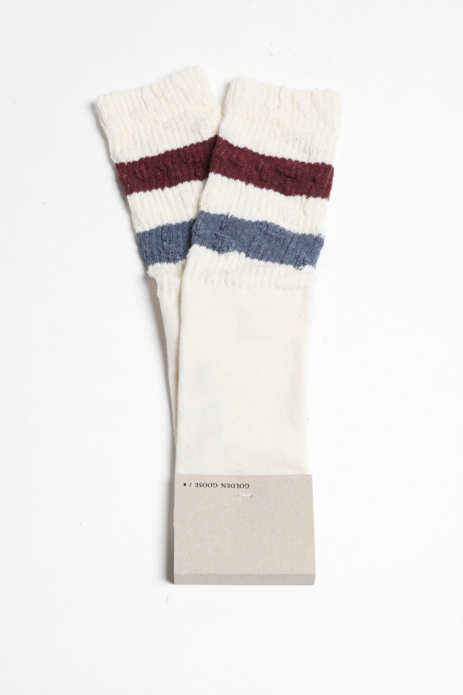 Accessoires Golden Goose | Chaussettes High Rip En Blanc/Navy/Vin