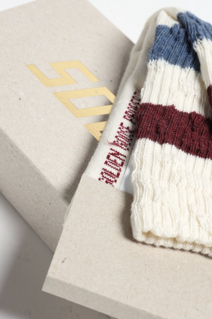 Accessoires Golden Goose | Chaussettes High Rip En Blanc/Navy/Vin