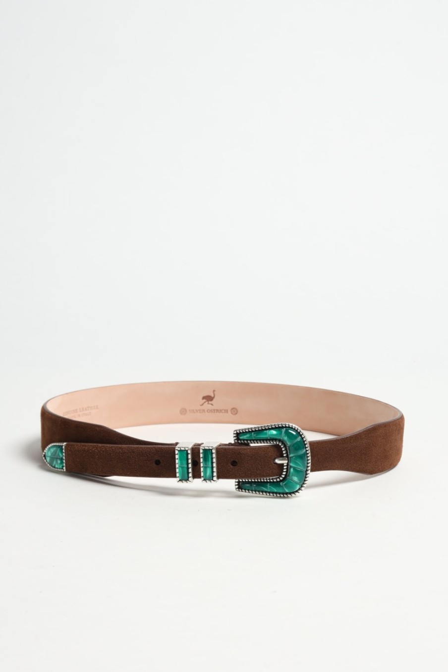 Accessoires Silver Ostrich | Ceinture Emerald Suede En Marron