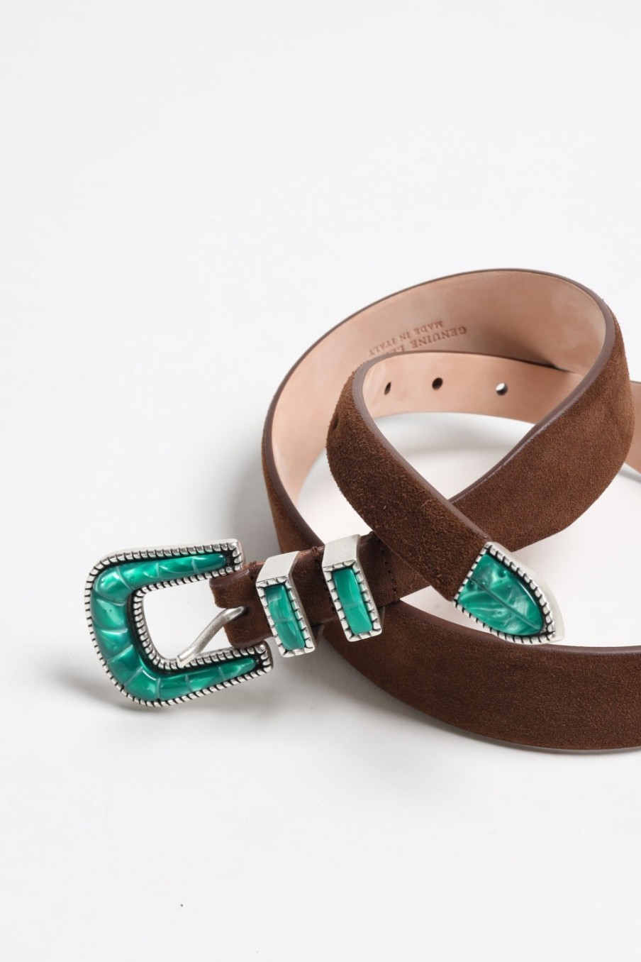 Accessoires Silver Ostrich | Ceinture Emerald Suede En Marron