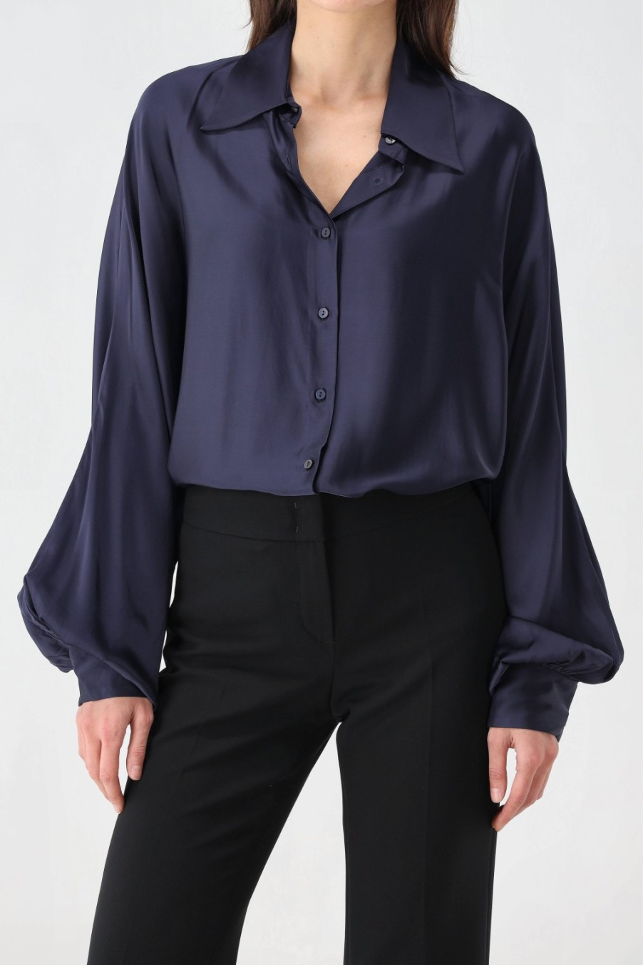 Vetements SoSue | Blouse Antonia Shiny En Bleu Marine