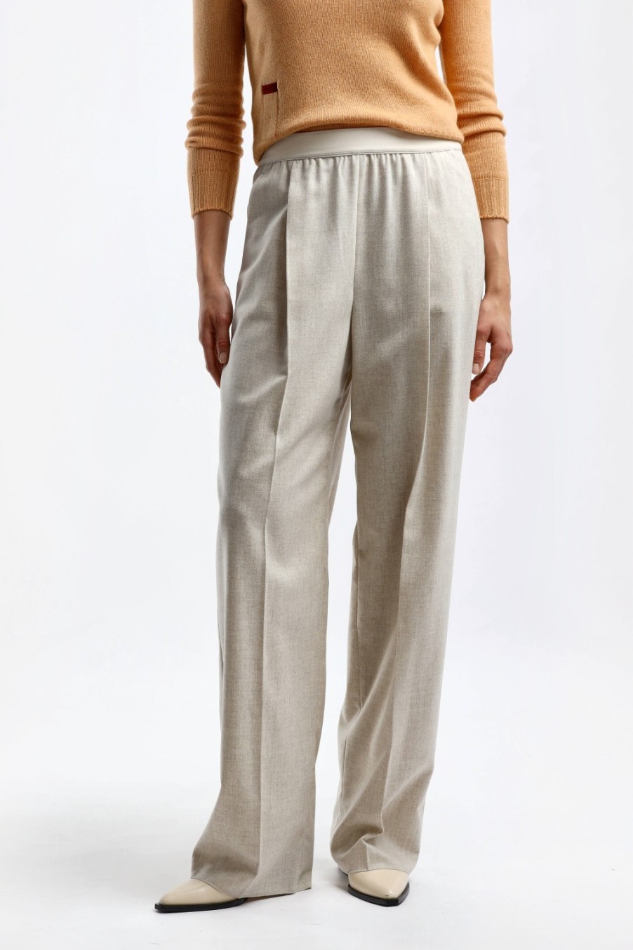 Vetements Agnona | Pantalon Flannel En Champagne