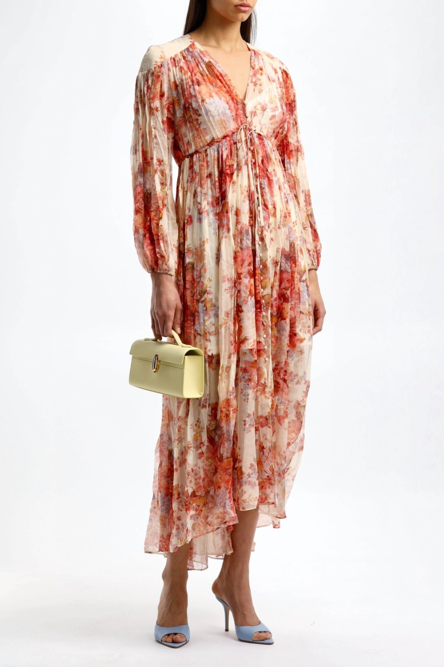 Vetements Zimmermann | Robe Gathered Yolk En Creme Florale