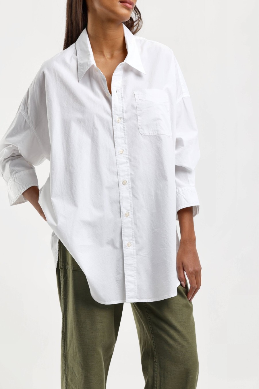 Vetements R13 | Blouse Drop Neck Oxford En Blanc