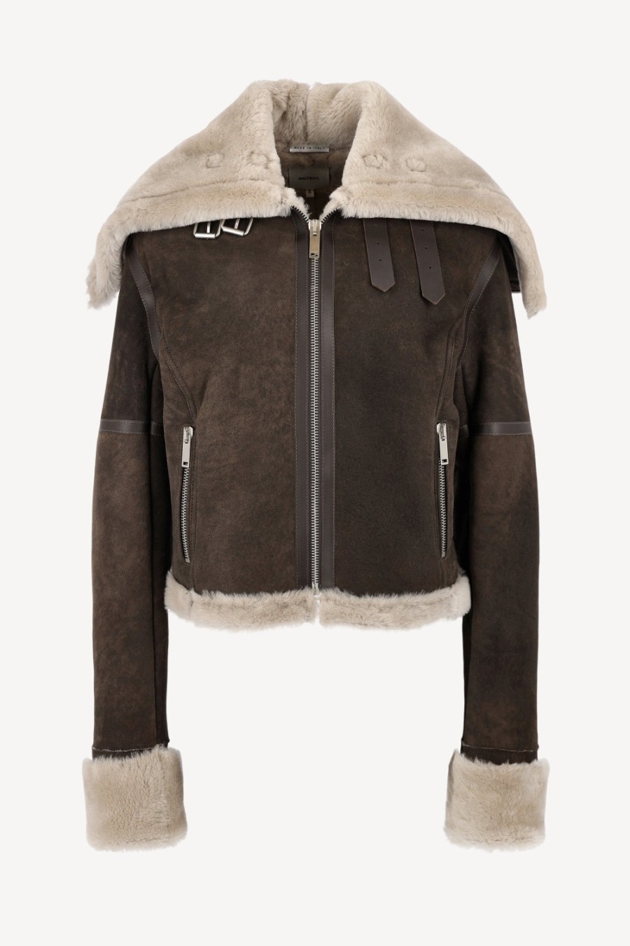 Vetements Halfboy | Veste En Cuir Big Aviator En Marron