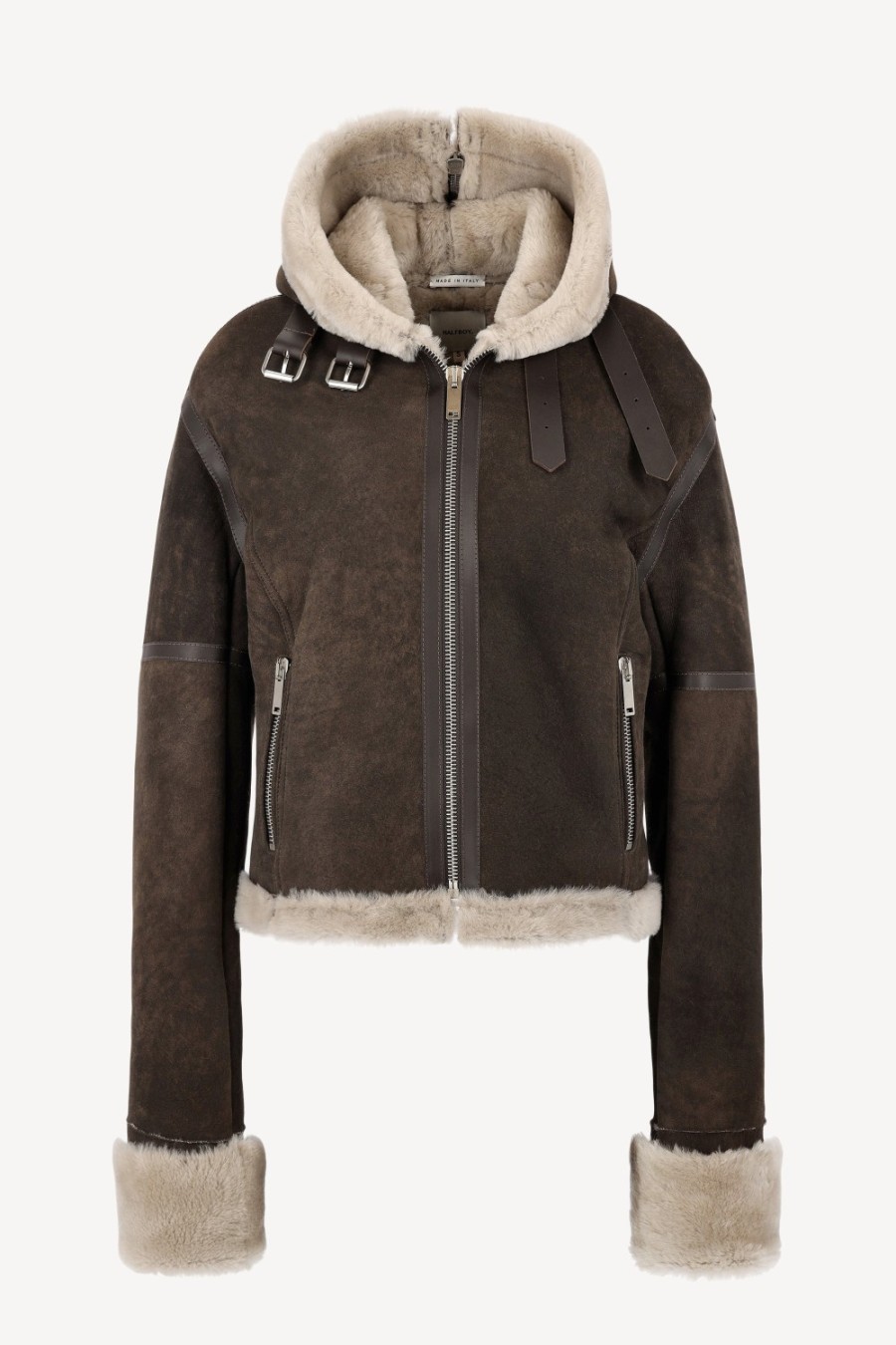 Vetements Halfboy | Veste En Cuir Big Aviator En Marron