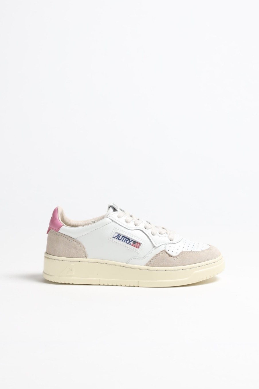 Chaussures Autry | Baskets 01 Low Suede En Blanc/Mauve