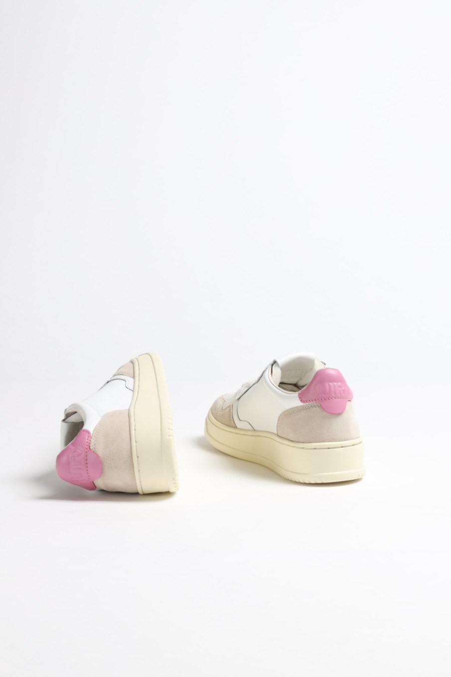 Chaussures Autry | Baskets 01 Low Suede En Blanc/Mauve