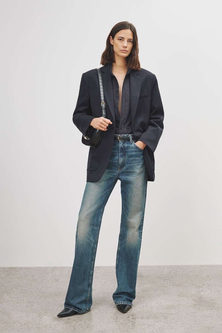 Vetements Nili Lotan | Blazer Gael En Marine Fonce