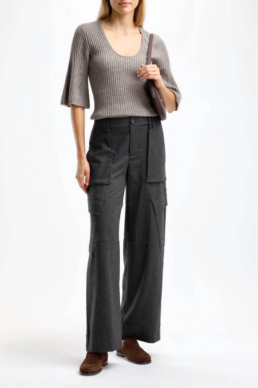 Vetements Vince | Pantalon Flannel Wide In Charcoal