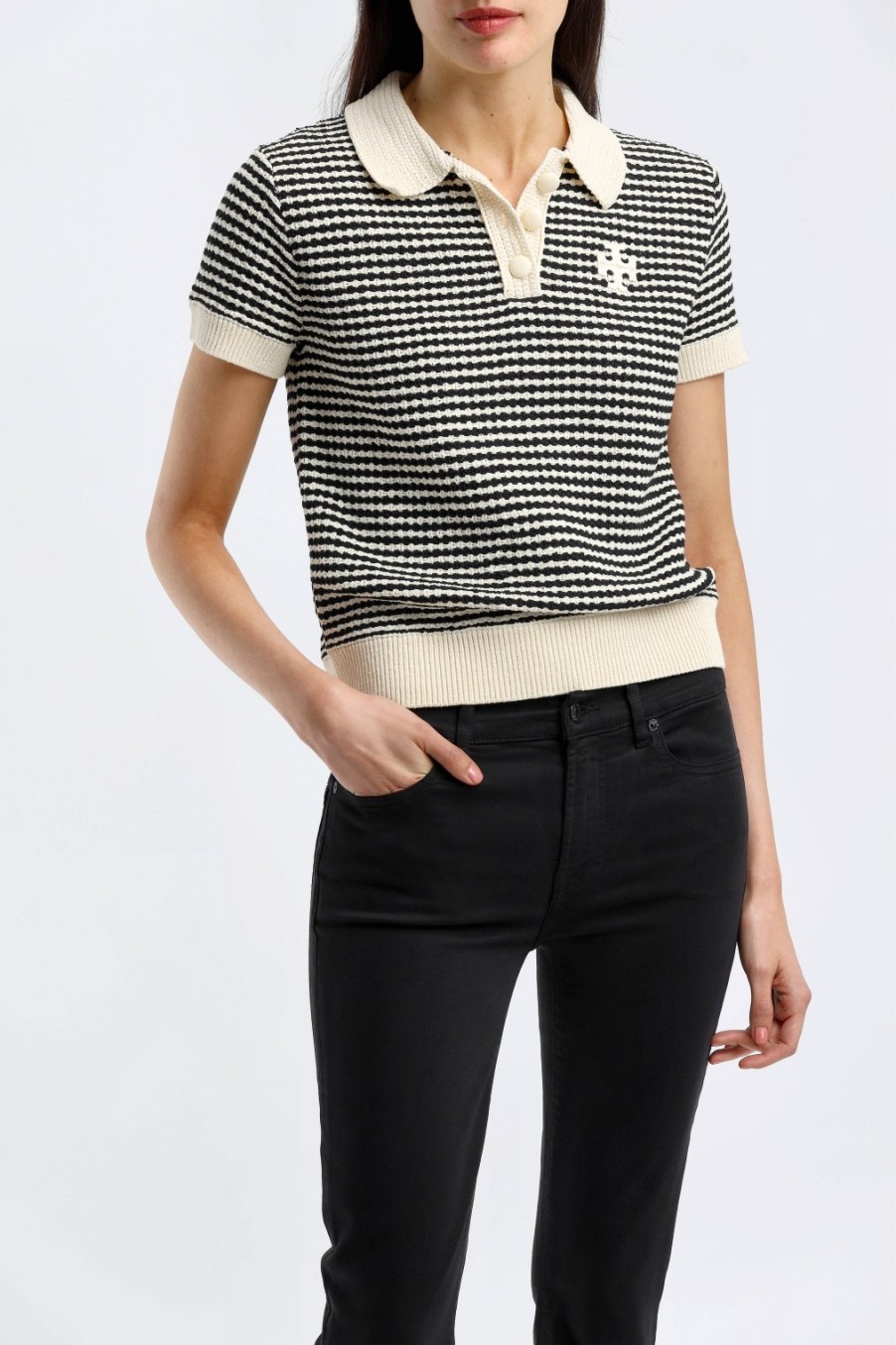 Vetements Tory Burch | Polo Crochet En Francais/Noir