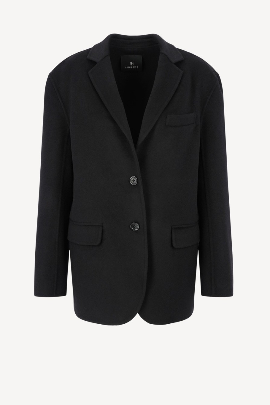 Vetements Anine Bing | Blazer Quinn En Cachemire Noir