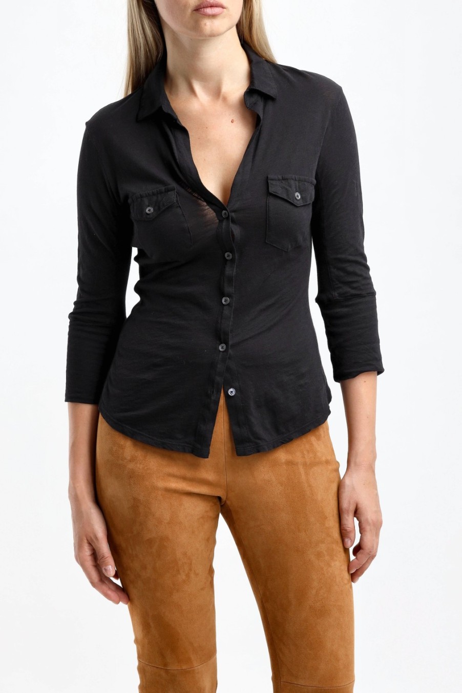 Vetements James Perse | T-Shirt Contrast Panel En Noir