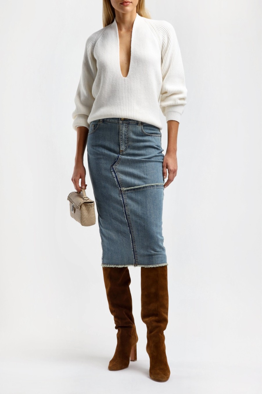 Vetements Tom Ford | Jupe En Jean Midi En Hydrangea