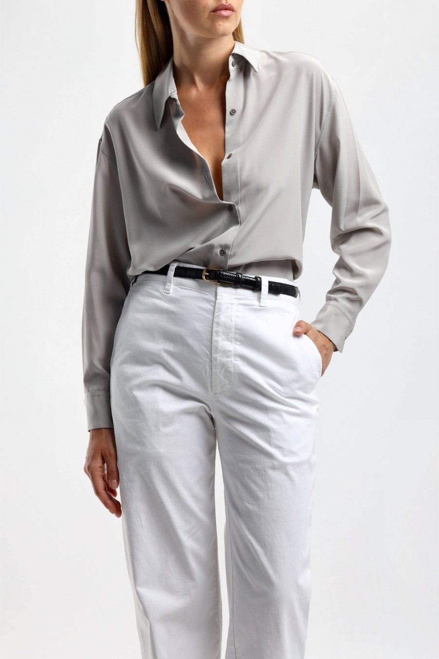 Vetements Nili Lotan | Blouse Julien En Gris Tempete