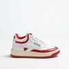 Chaussures Autry | Baskets Open Mid En Blanc/Rouge