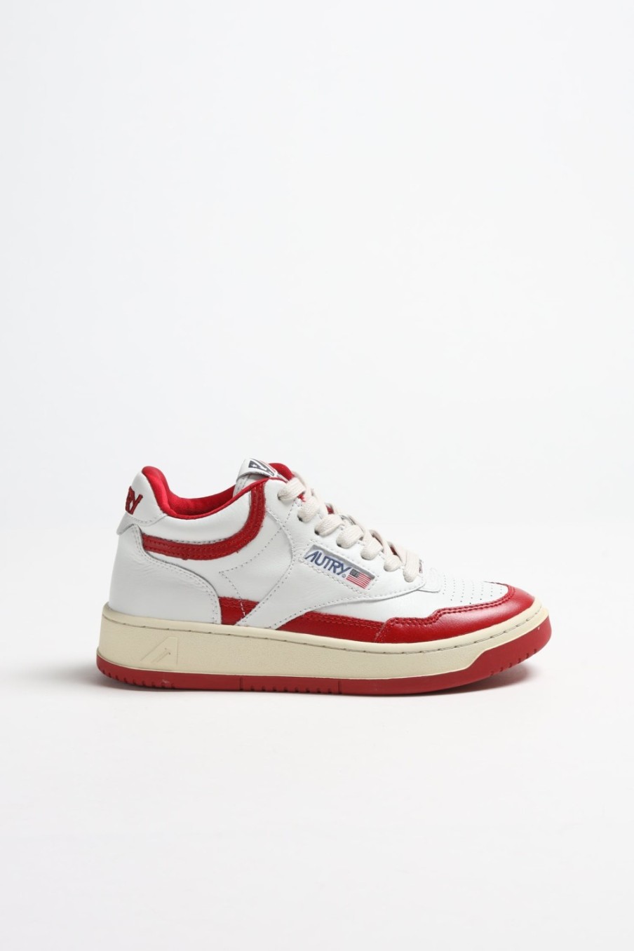 Chaussures Autry | Baskets Open Mid En Blanc/Rouge