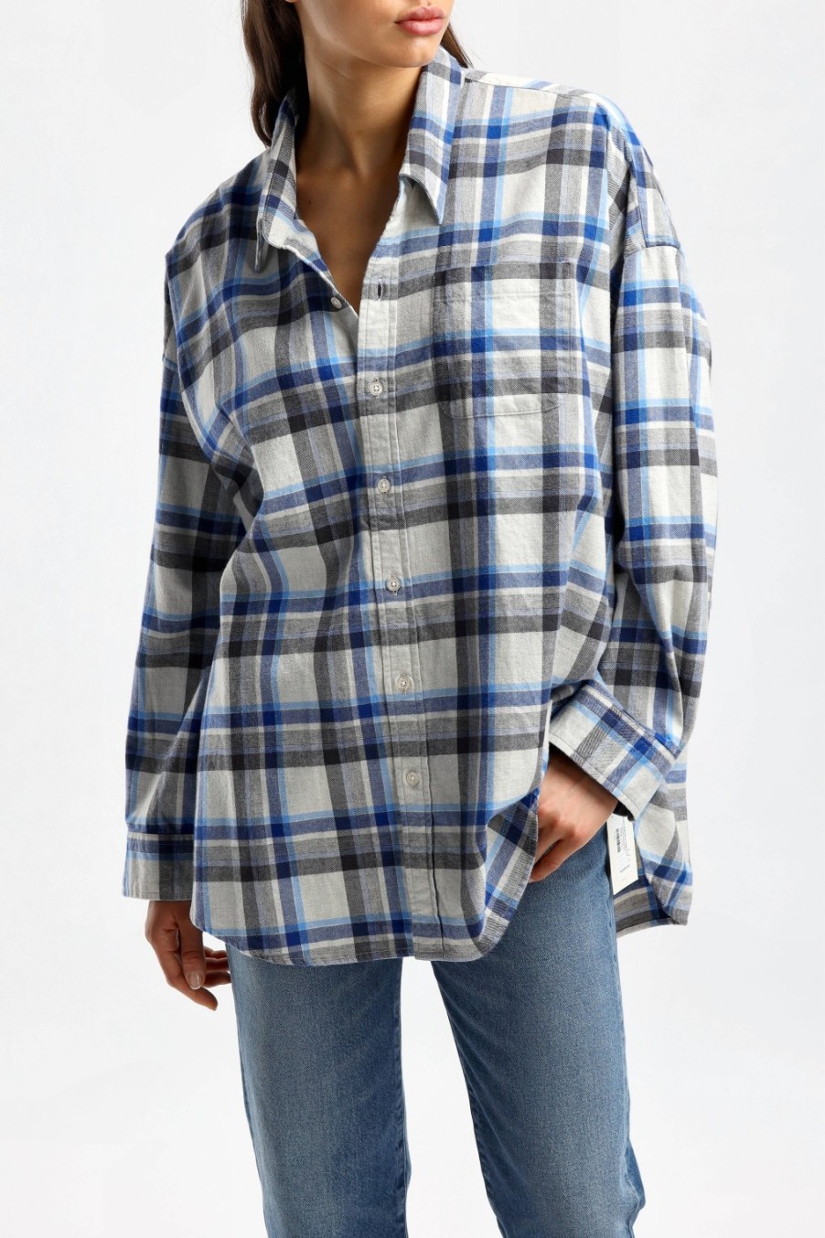 Vetements Denimist | Blouse Button Front En Gris/Bleu