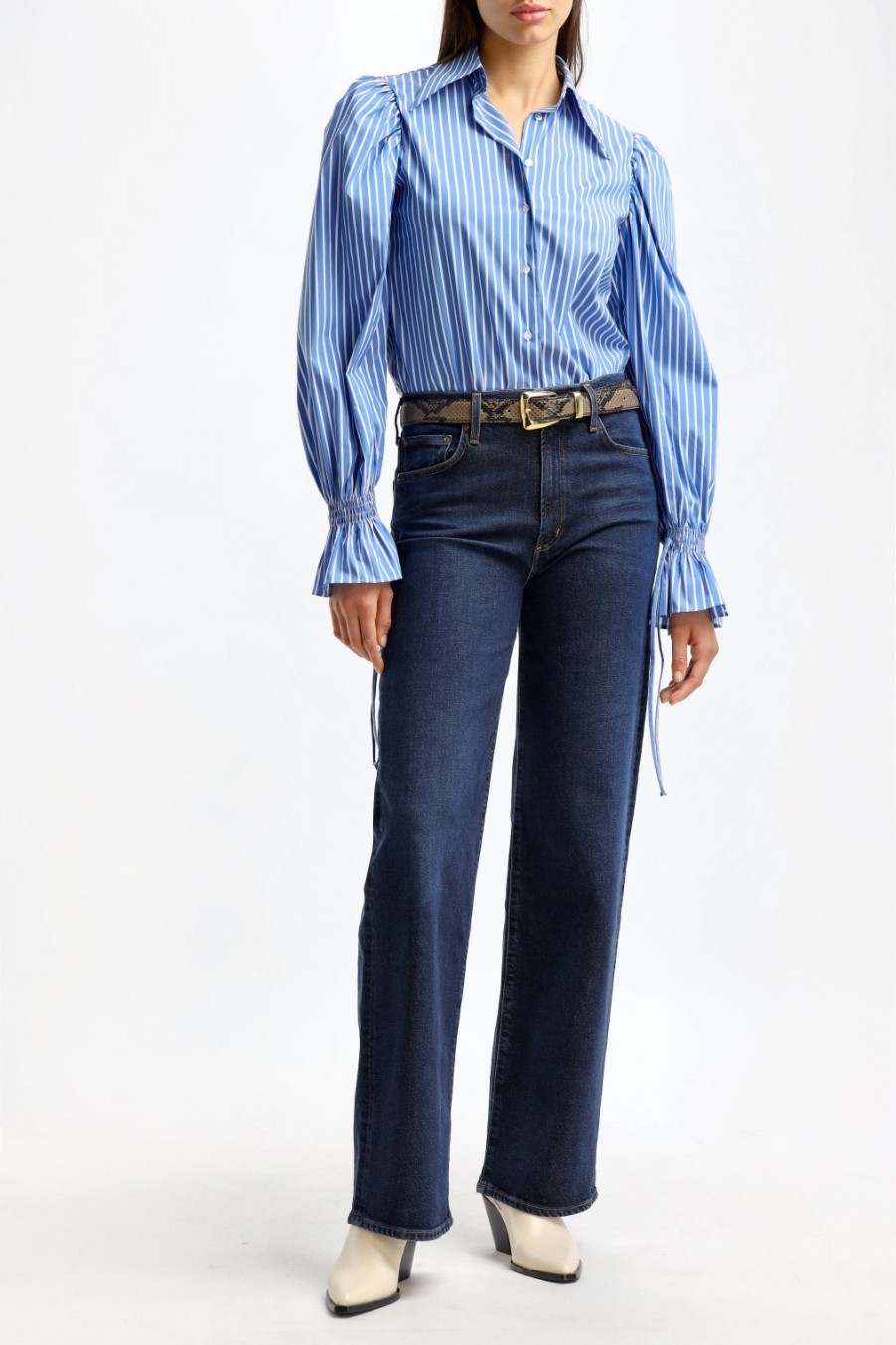 Vetements ÉMANOU | Blouse Maggie En Marine/Blanc