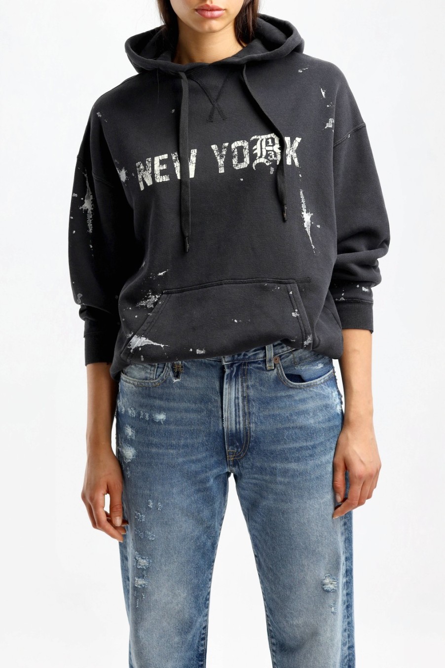 Vetements R13 | Hoodie Ny En Peinture Noire Acide
