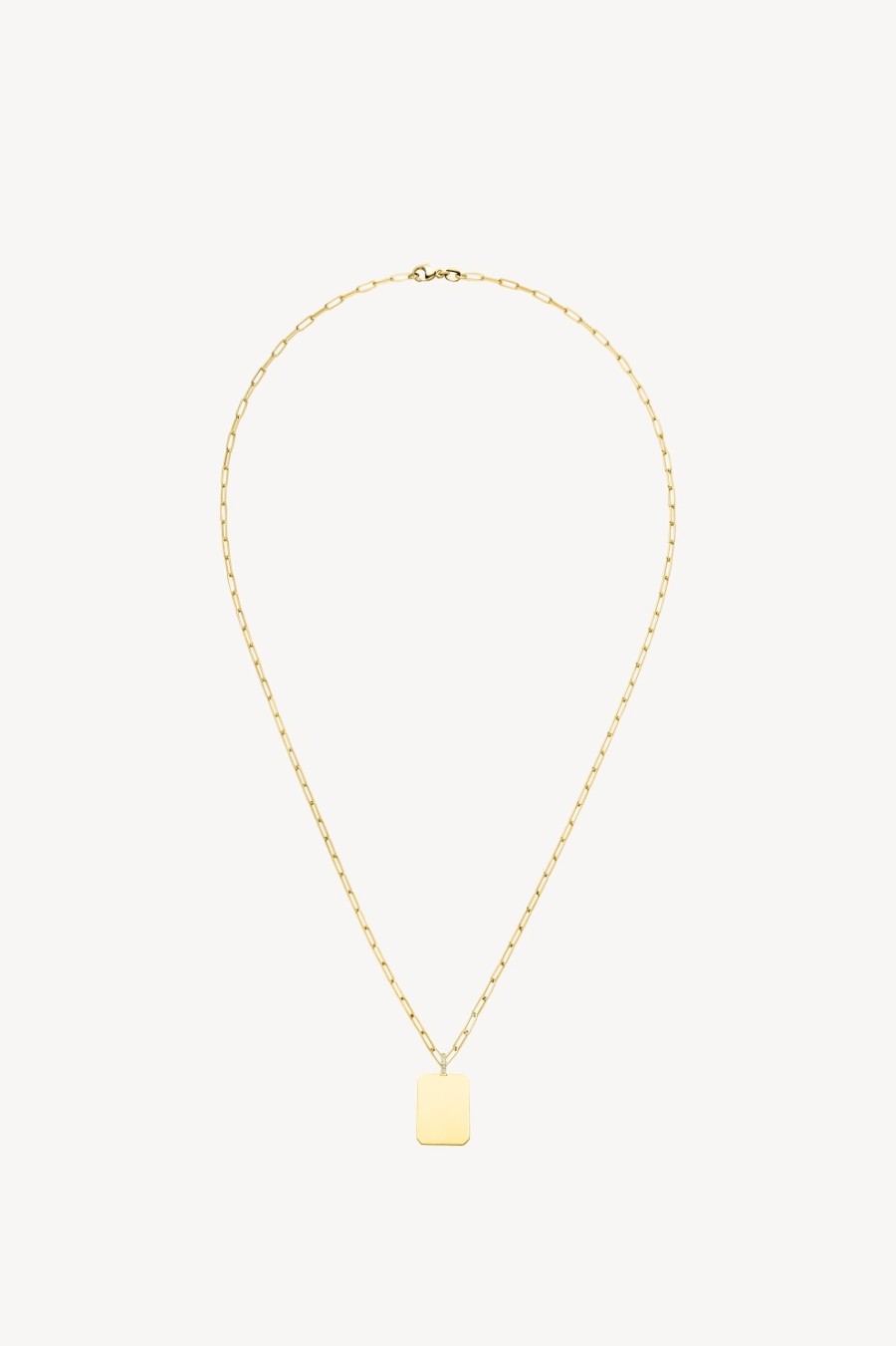 Bijoux Nina Kastens Jewelry | Chaine Thin Paperclip Avec Diamond Tag