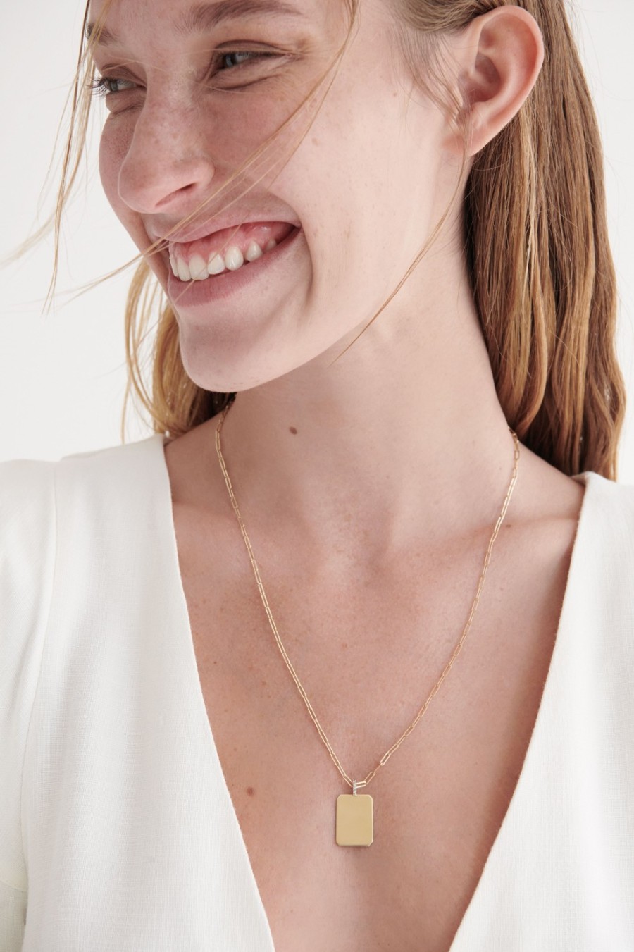 Bijoux Nina Kastens Jewelry | Chaine Thin Paperclip Avec Diamond Tag