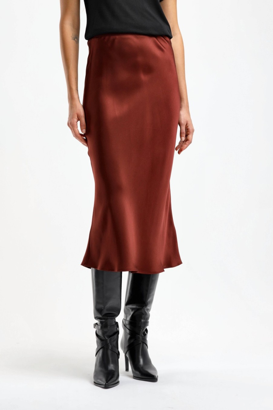 Vetements Anine Bing | Jupe En Soie Bar In Dark Cherry