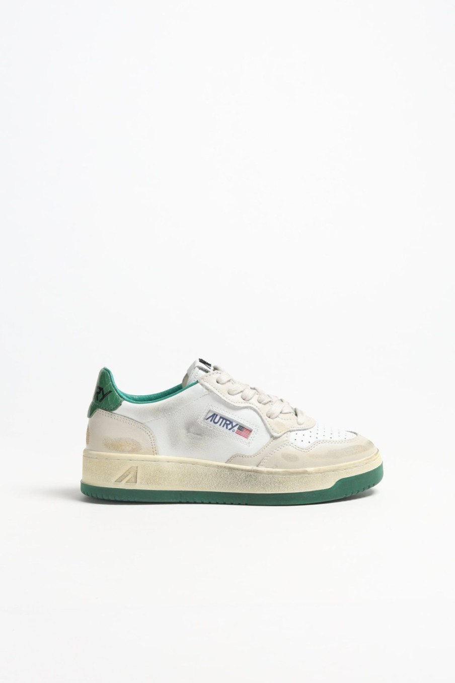 Chaussures Autry | Baskets Super Vintage En Ivoire/Vert