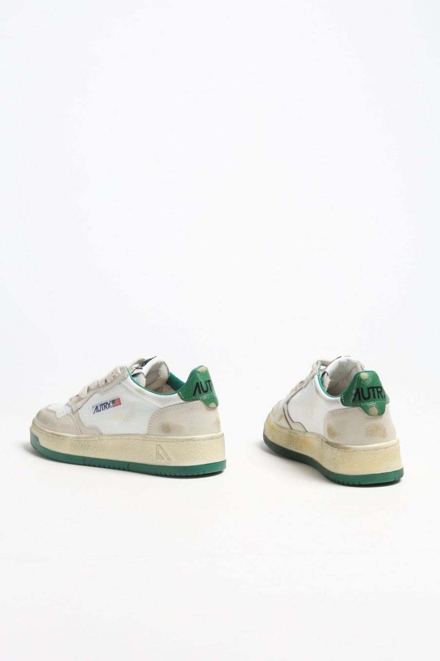 Chaussures Autry | Baskets Super Vintage En Ivoire/Vert
