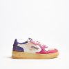 Chaussures Autry | Baskets Super Vintage En Blanc/Rose/Rouge
