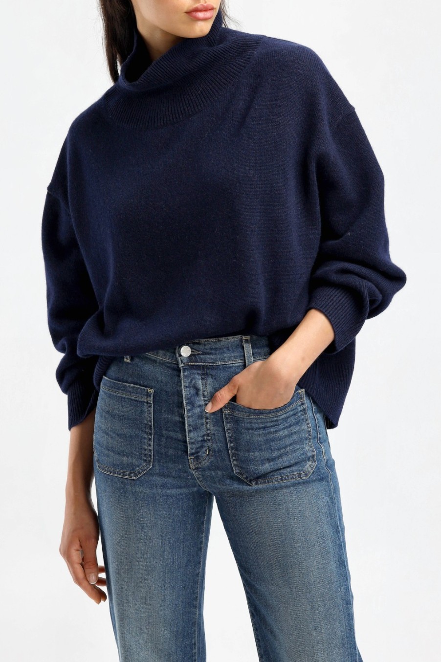 Vetements Van Kukil | Pull Jean En Saphir Fonce