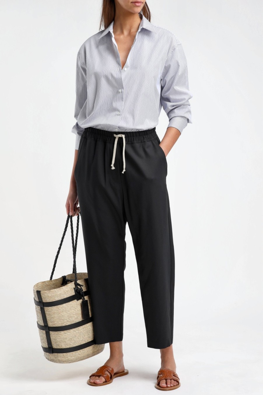 Vetements Nili Lotan | Blouse Yorke En Blanc/Bleu Marine